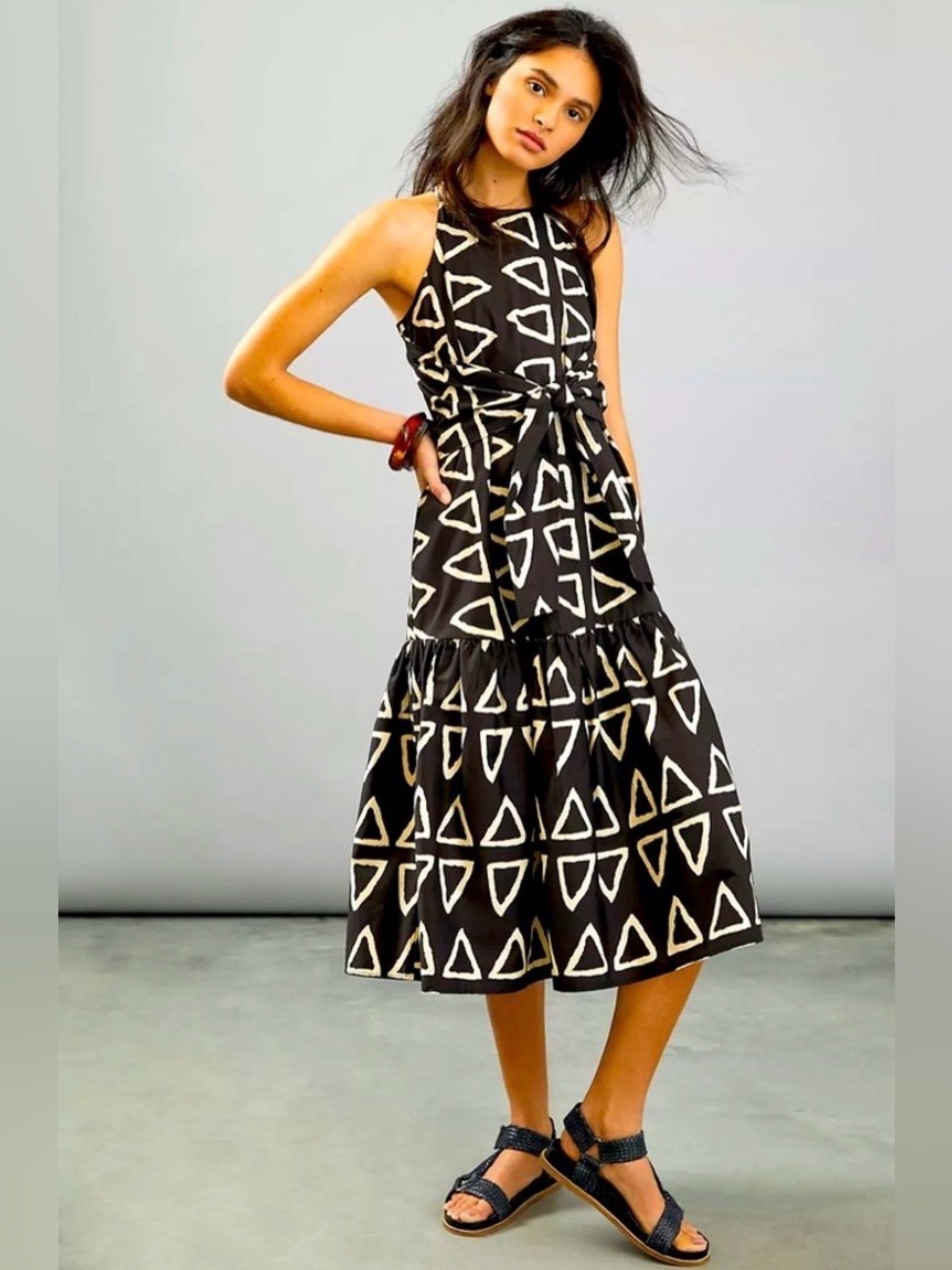 Corey Lynn Calter Keyanna Maxi Dress, black/white geometric triangles. Size S - Picture 2 of 9